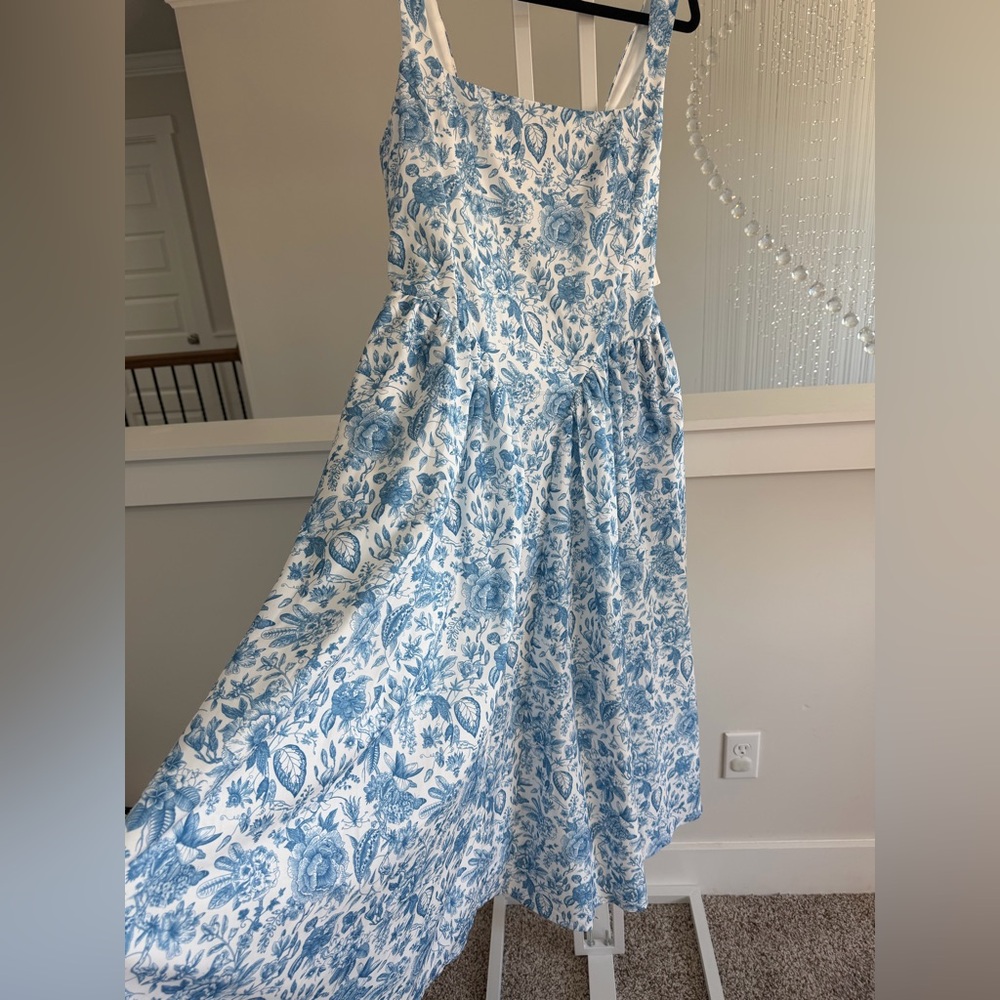 Commense Blue and White Floral Midi Dress - Picture 8 of 10
